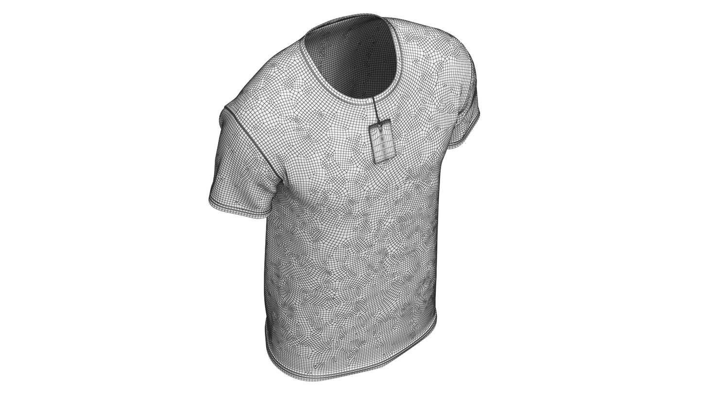 Crew Neck T-Shirt Worn For Men with Tag 3D Model