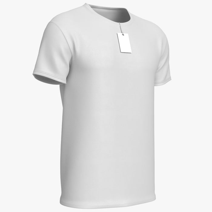 Crew Neck T-Shirt Worn For Men with Tag 3D Model
