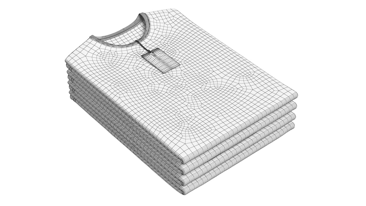Crew Neck T-Shirt Folded For Men with Tag 3D Model