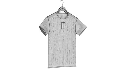 Crew Neck T-Shirt Hanging on Hanger For Men with Tag 3D Model