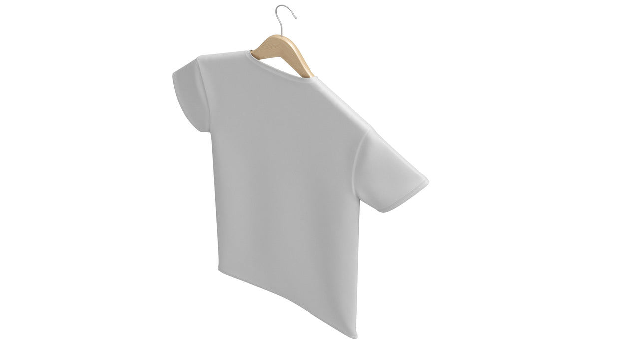 Crew Neck T-Shirt Hanging on Hanger For Men with Tag 3D Model