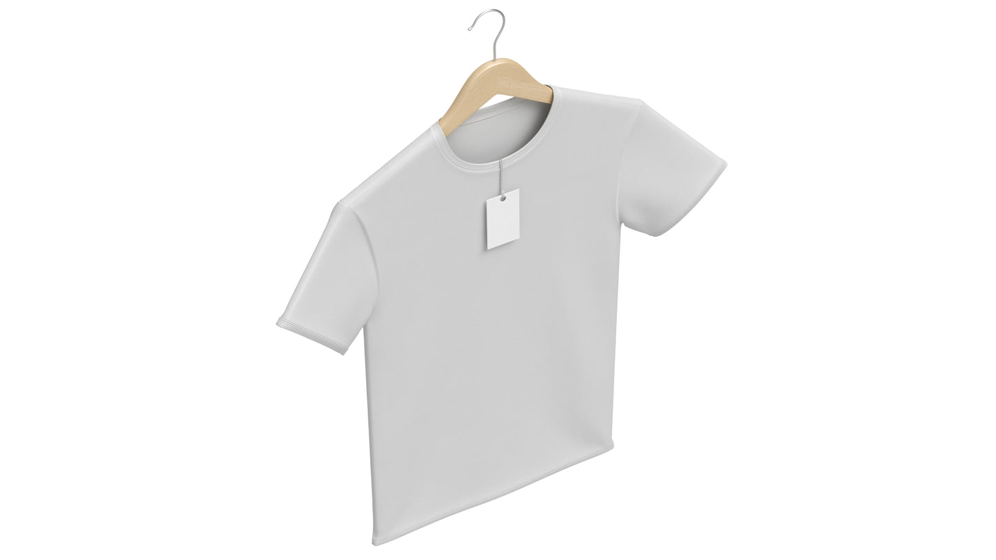 Crew Neck T-Shirt Hanging on Hanger For Men with Tag 3D Model