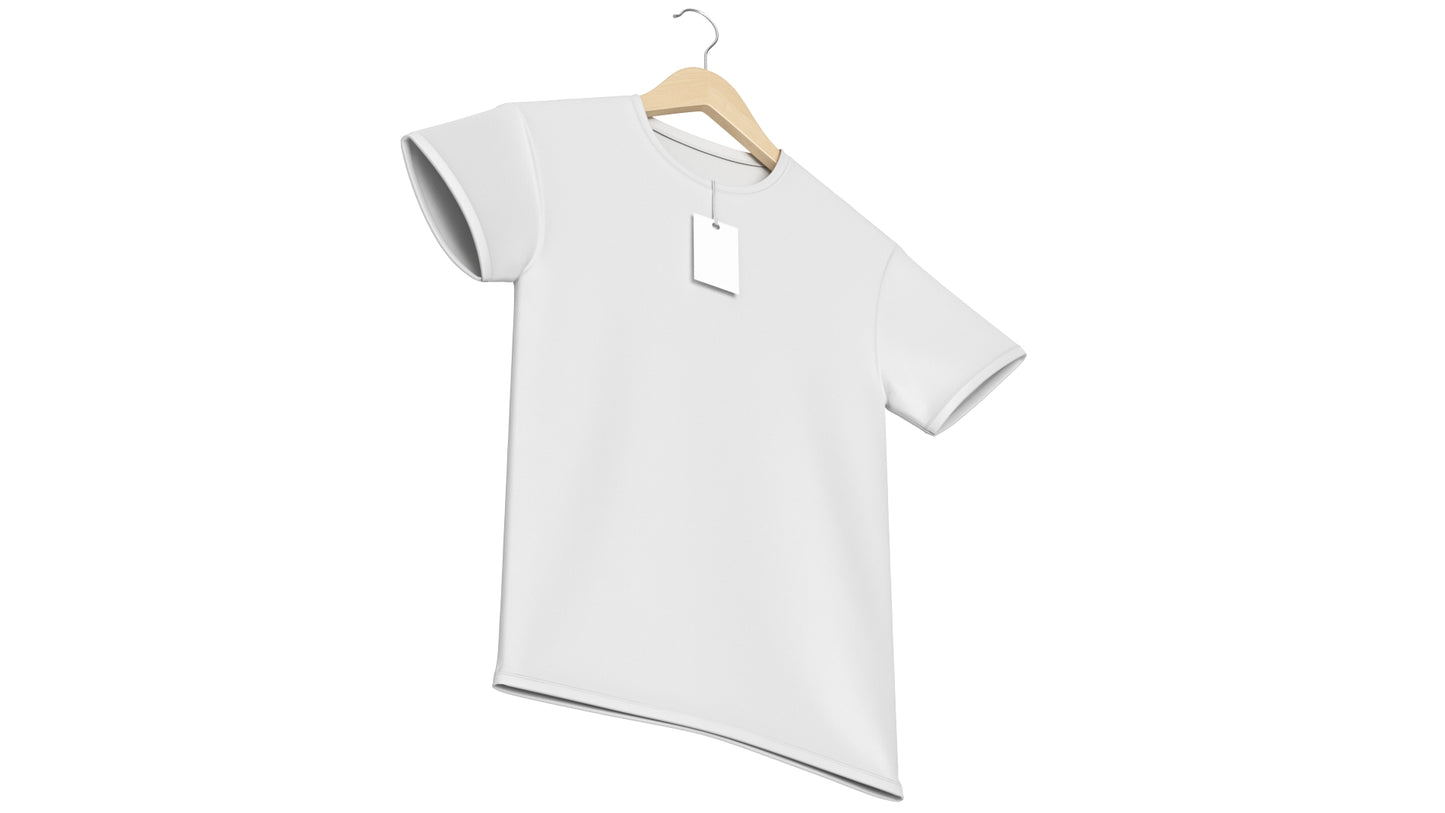 Crew Neck T-Shirt Hanging on Hanger For Men with Tag 3D Model