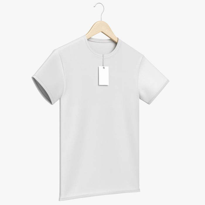Crew Neck T-Shirt Hanging on Hanger For Men with Tag 3D Model