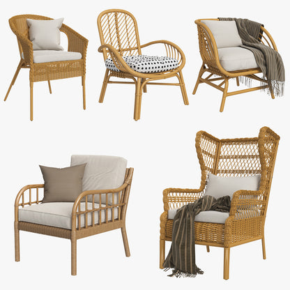 IKEA Rattan Chair Collection 3D Model