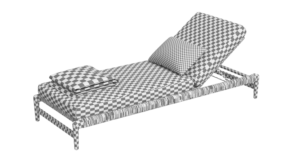 RH Evia Teak Chaise 3D Model