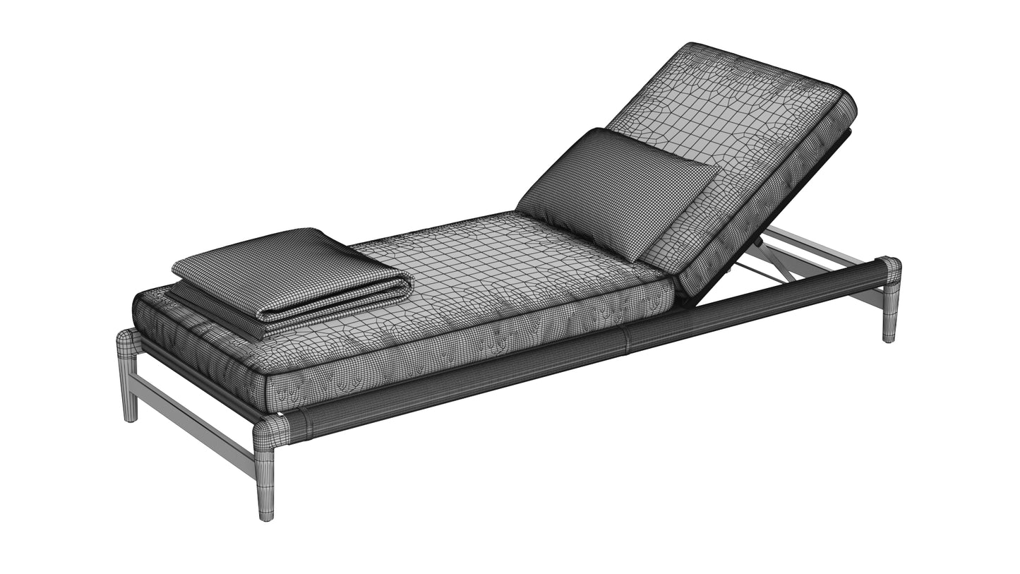 RH Evia Teak Chaise 3D Model