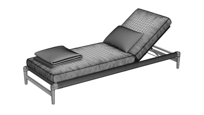 RH Evia Teak Chaise 3D Model