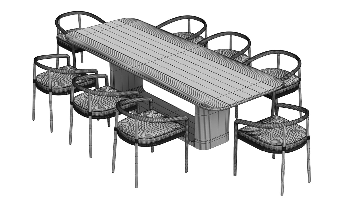 RH Evia Teak Dining Collection 3D Model