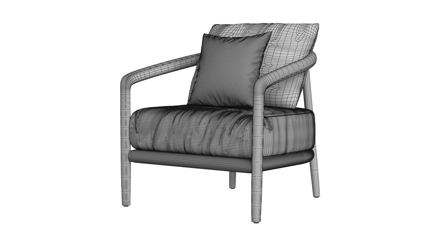 RH Evia Teak Lounge Chair 3D Model