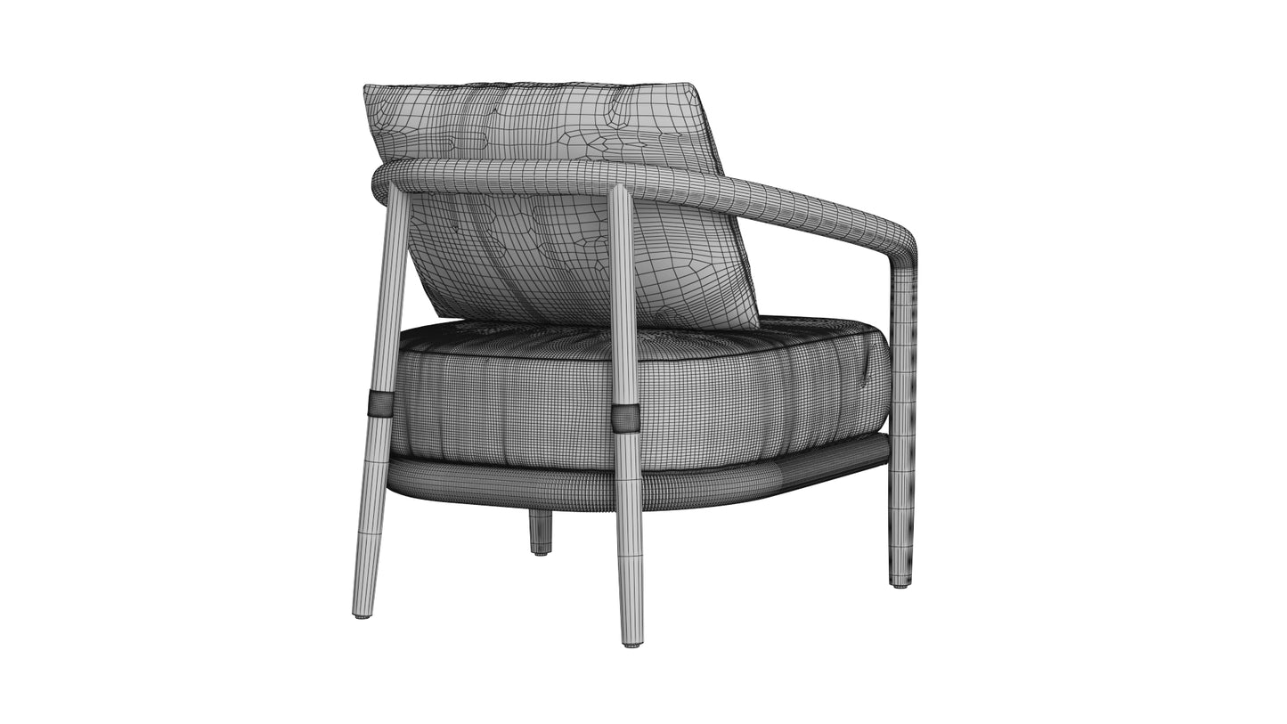 RH Evia Teak Lounge Chair 3D Model