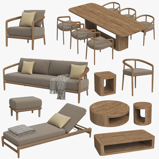 RH Evia Teak Outdoor Furniture Collection 3D Model