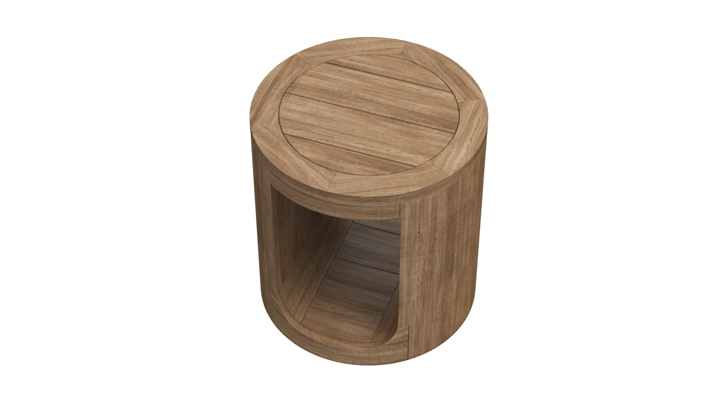 RH Oslo Open Teak Round Side Table 3D Model