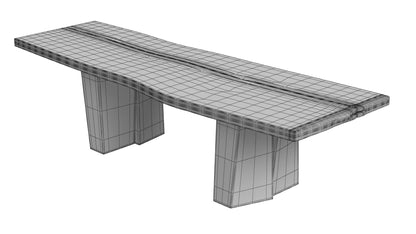 Sculptural Dining Table and Brutalist T-Chair Collection 3D Model