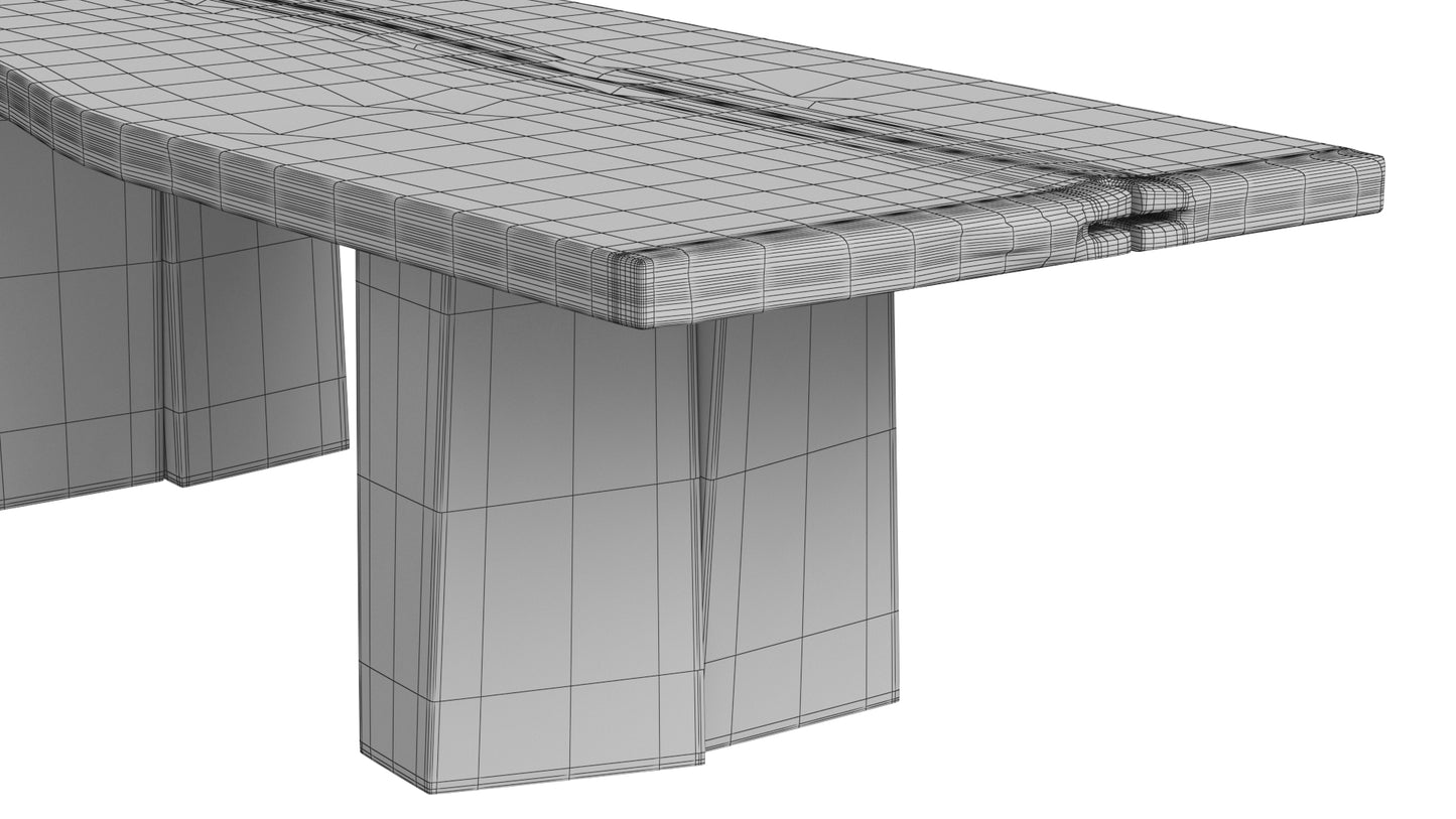 Sculptural Dining Table and Brutalist T-Chair Collection 3D Model