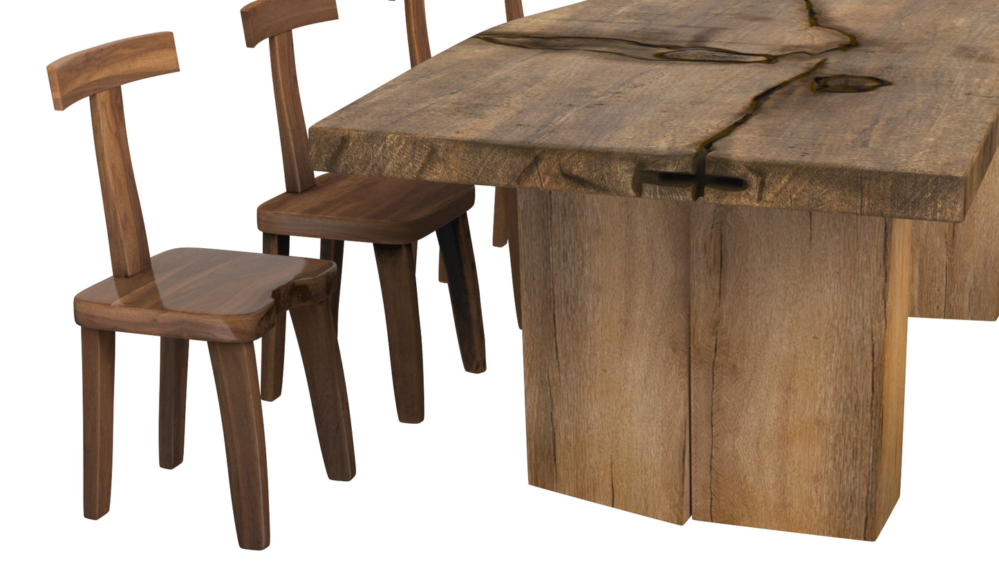 Sculpted Massive Dining Table V9 and T-Chairs 3D Model