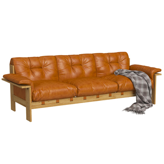 Crate and Barrel Shinola Runwell Wood Frame Leather Sofa 3D Model