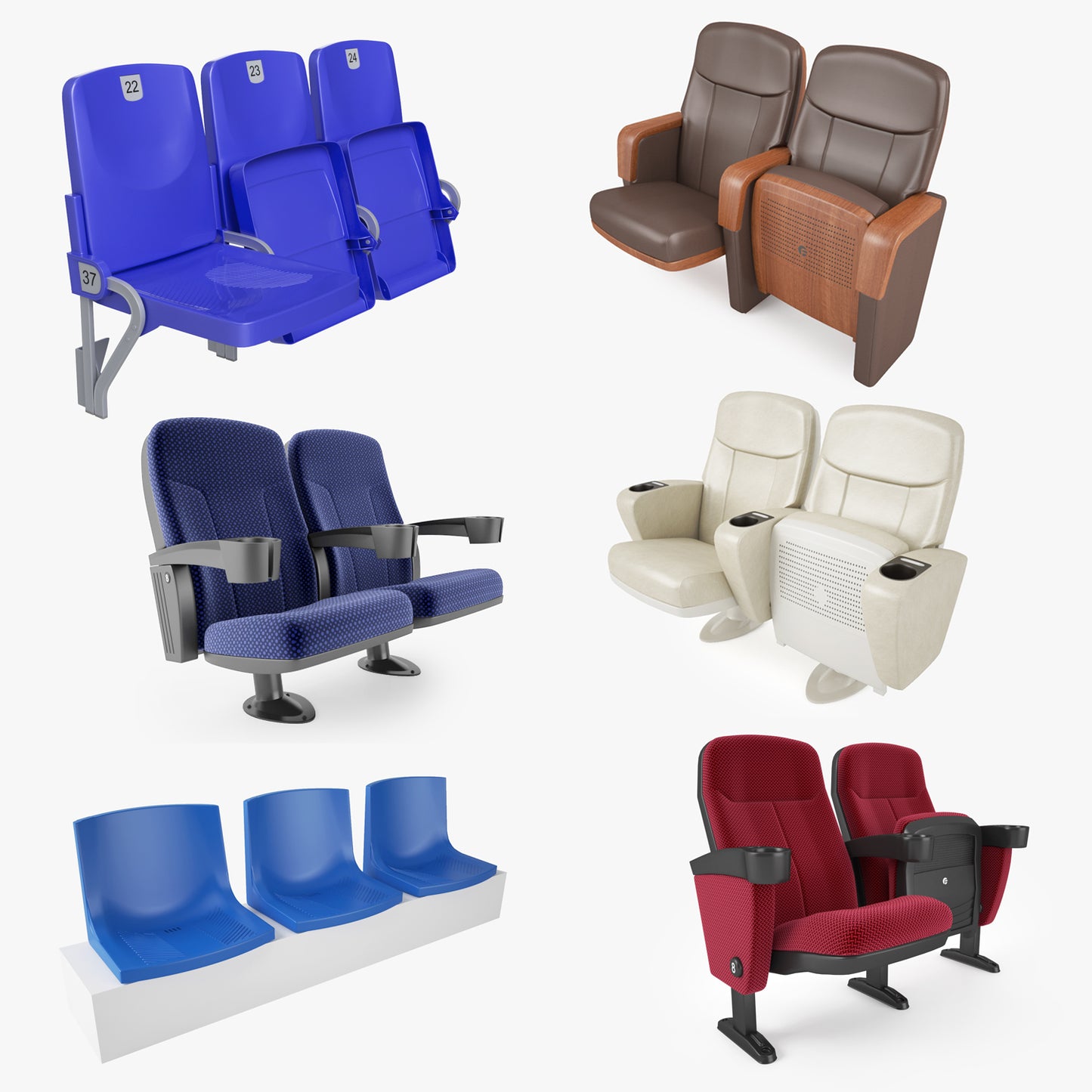 Stadium Seats Collection 3D Model