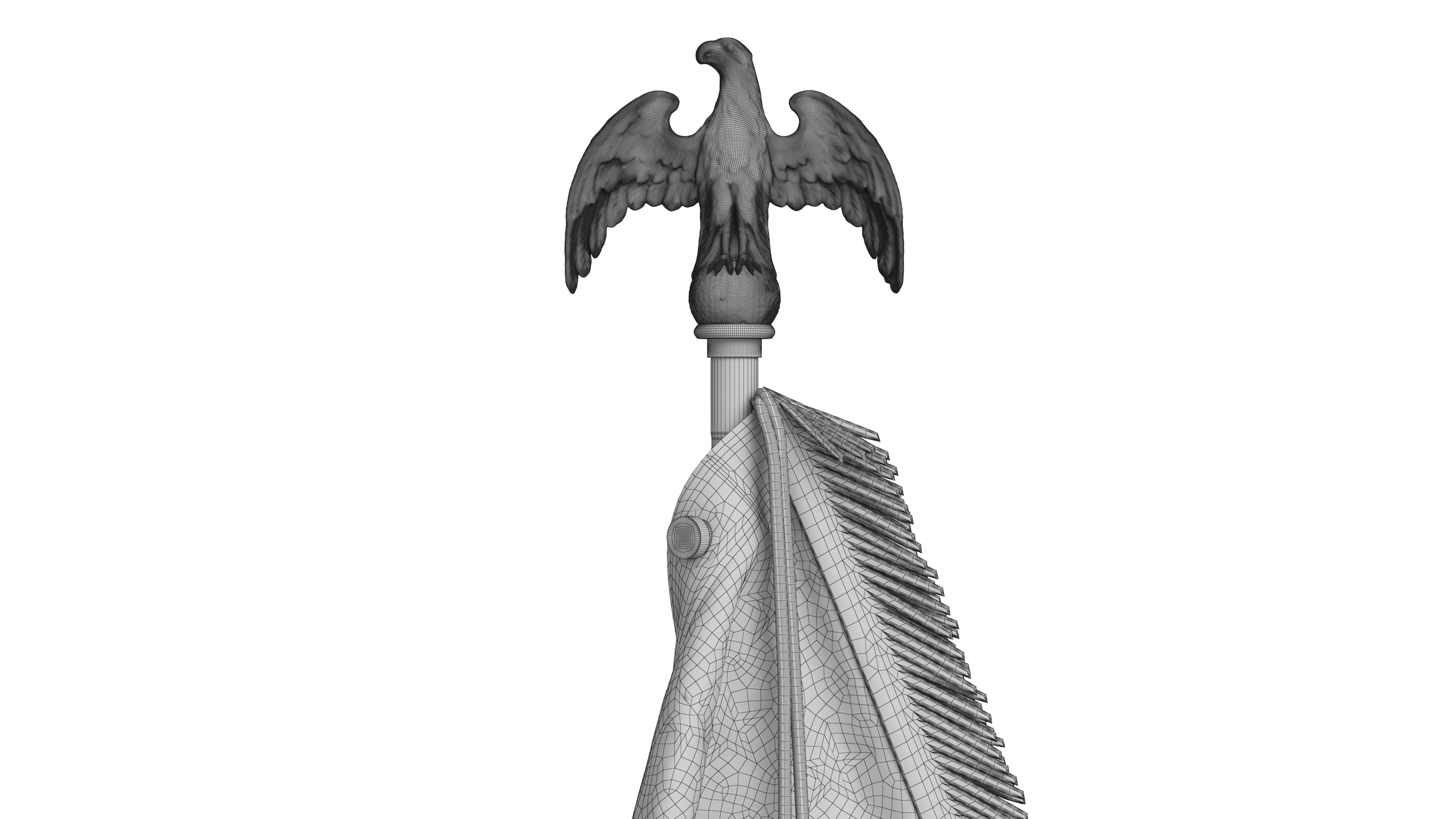 USA Flag Indoor with Pole Eagle Topper 3D Model — FaceQuad