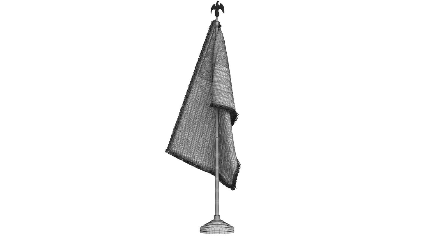 USA Flag Indoor with Pole Eagle Topper 3D Model