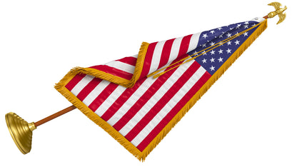 USA Flag Indoor with Pole Eagle Topper 3D Model