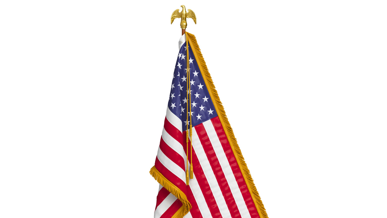 USA Flag Indoor with Pole Eagle Topper 3D Model