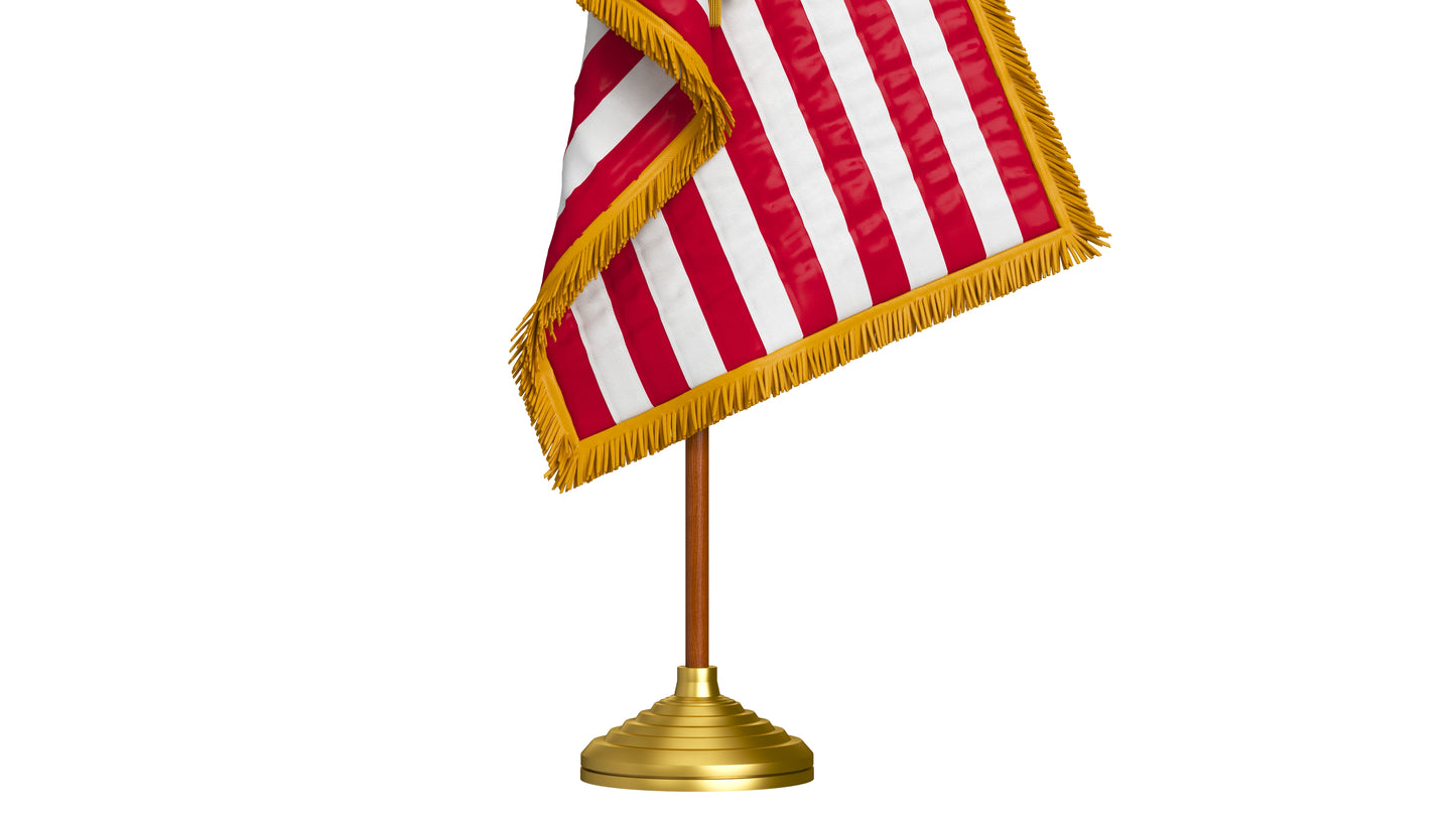 USA Flag Indoor with Pole Eagle Topper 3D Model