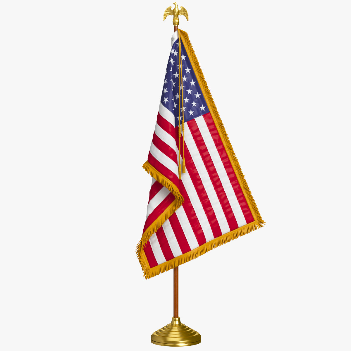 USA Flag Indoor with Pole Eagle Topper 3D Model