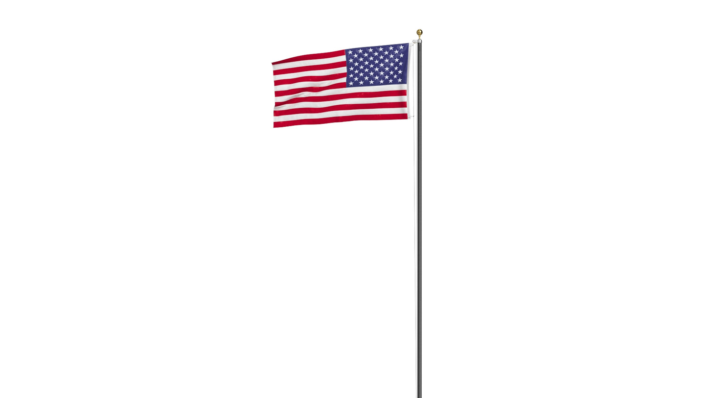 USA Flag on High Flagpole 3D Model