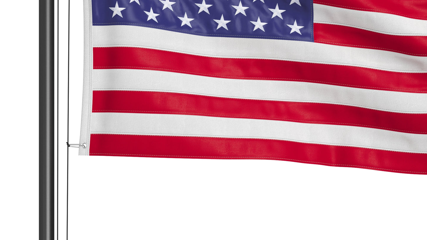 USA Flag on High Flagpole 3D Model