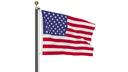 USA Flag on High Flagpole 3D Model