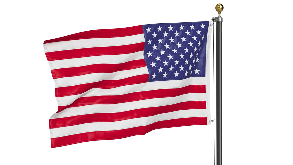 USA Flag on High Flagpole 3D Model