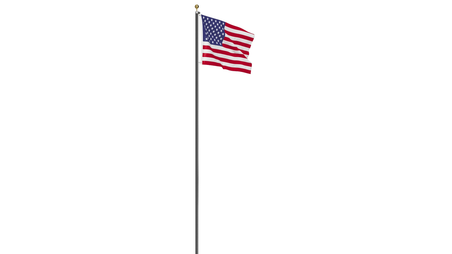 USA Flag on High Flagpole 3D Model