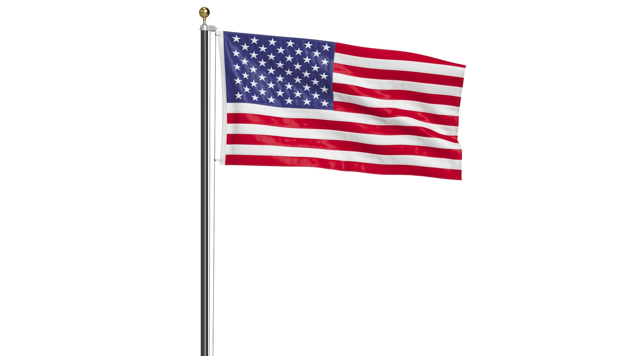 USA Flag on High Flagpole 3D Model