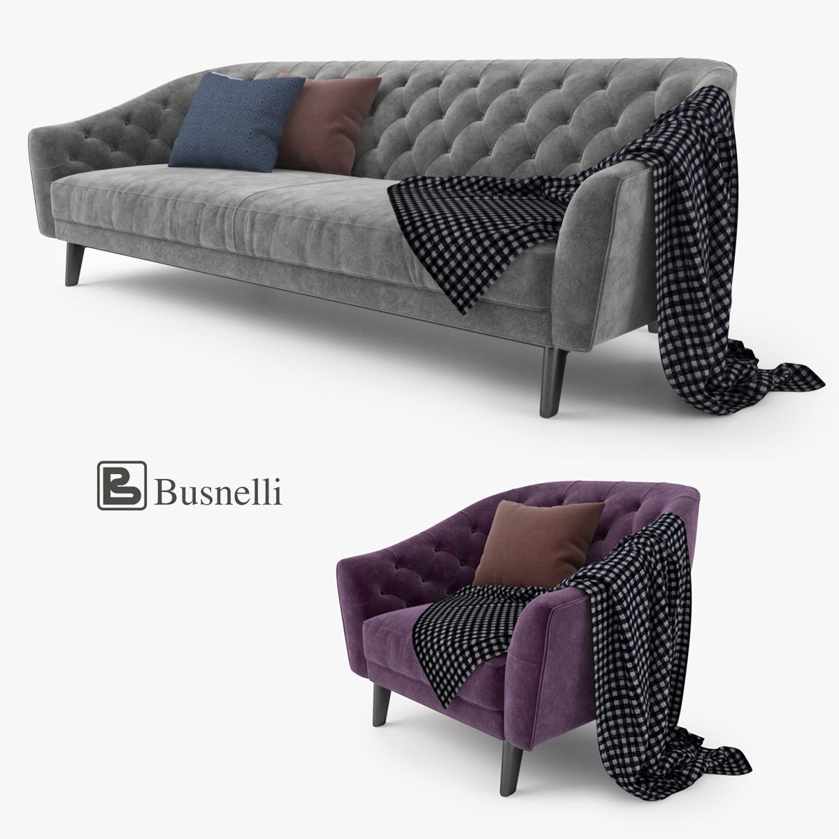 FREE Busnelli Amouage Sofa Set 3D Model FaceQuad