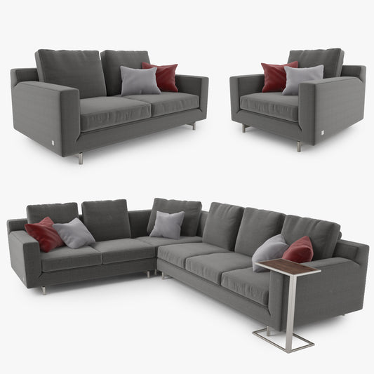 FREE Modern Fabric Sofa Set 3D Model