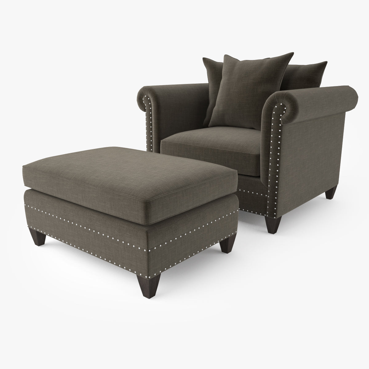 Crate and Barrel Durham Chair and Ottoman 3D Model