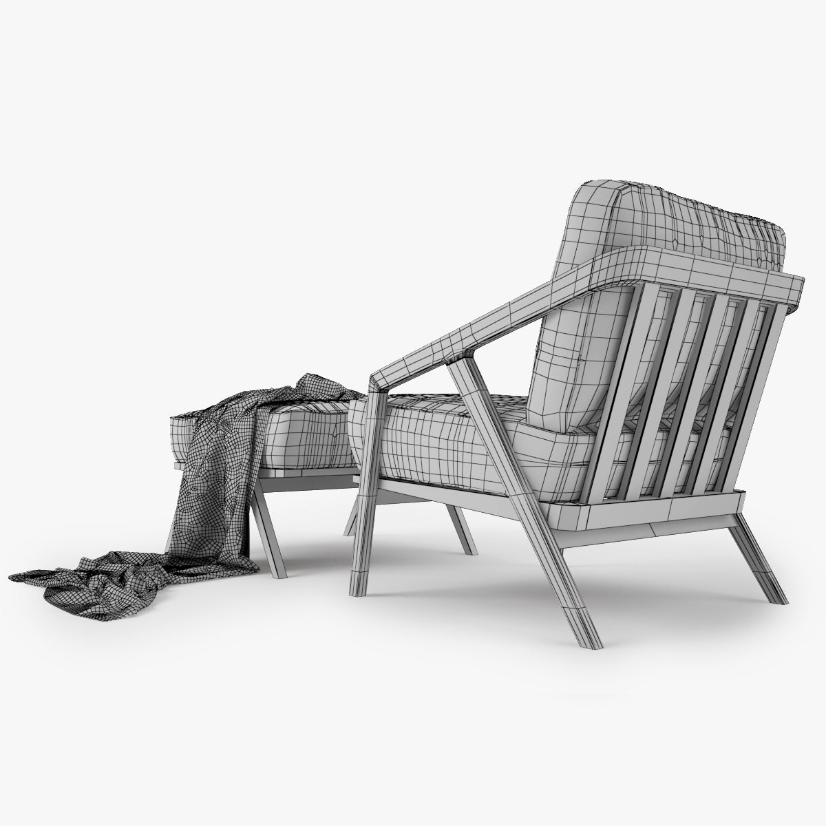 Dare Studio Katakana Lounge Chair and Ottoman 3D Model