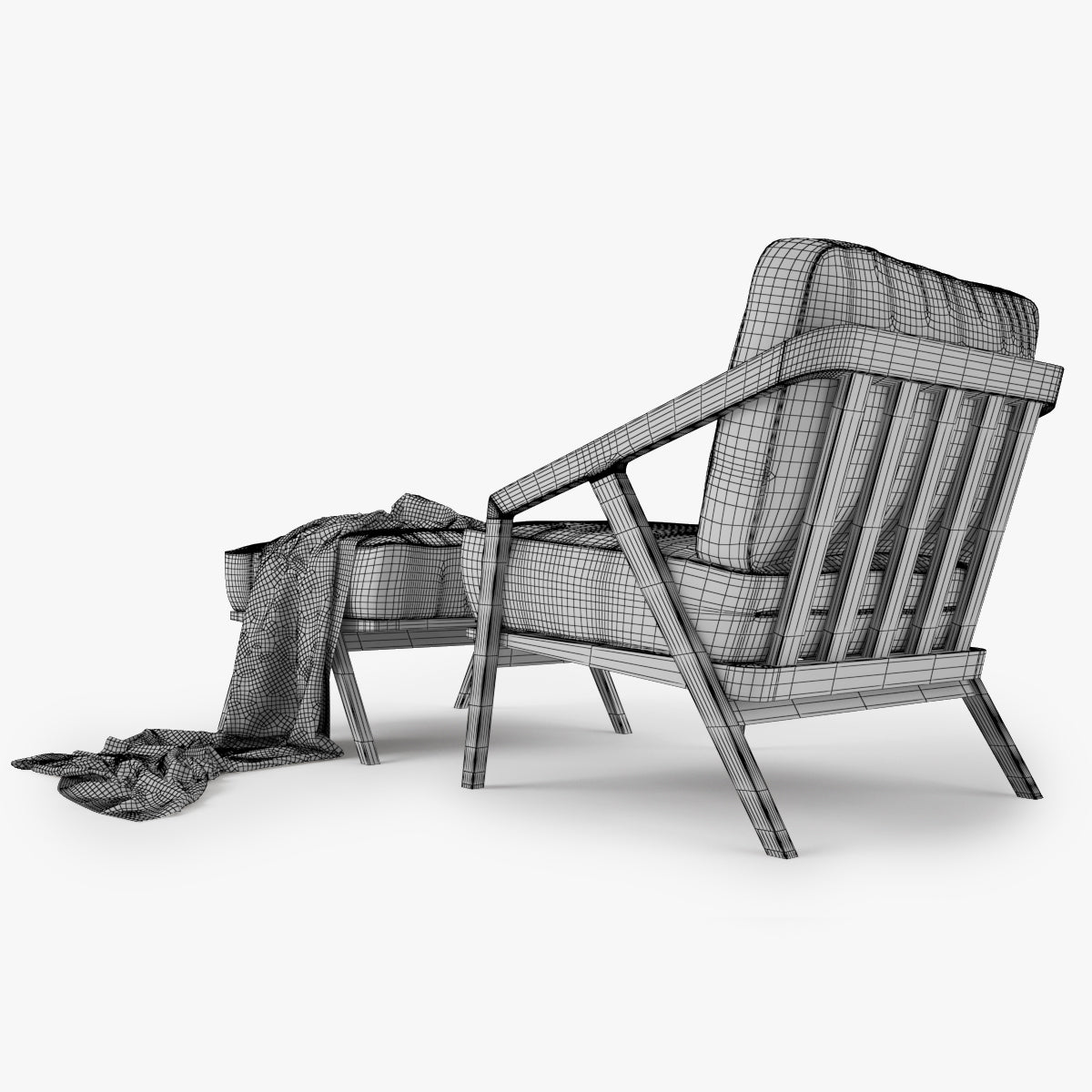 Dare Studio Katakana Lounge Chair and Ottoman 3D Model