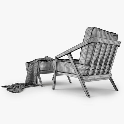 Dare Studio Katakana Lounge Chair and Ottoman 3D Model
