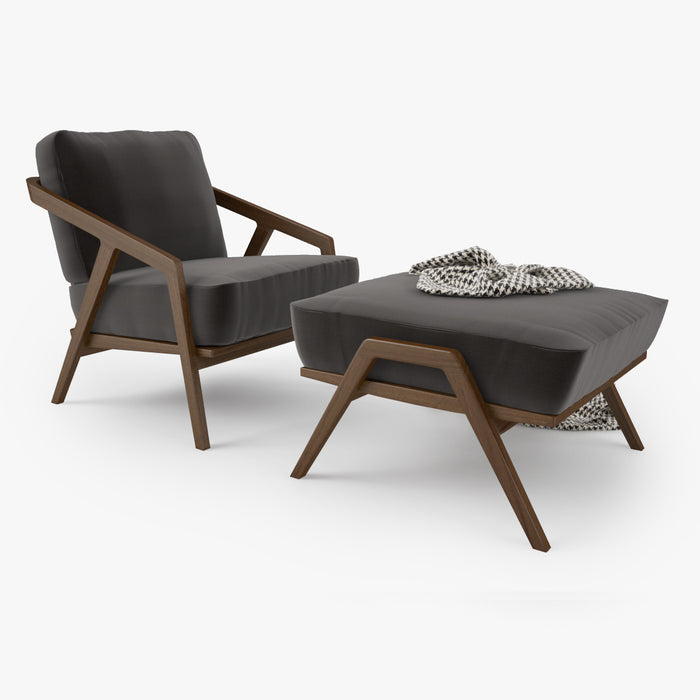 Dare Studio Katakana Lounge Chair and Ottoman 3D Model