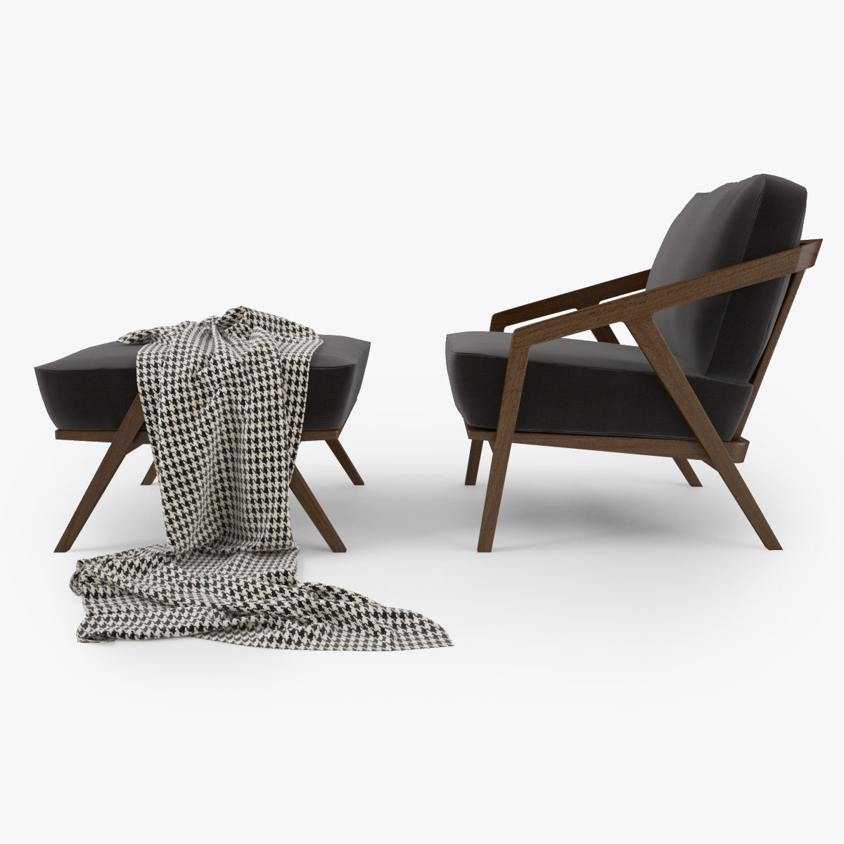 Dare Studio Katakana Lounge Chair and Ottoman 3D Model