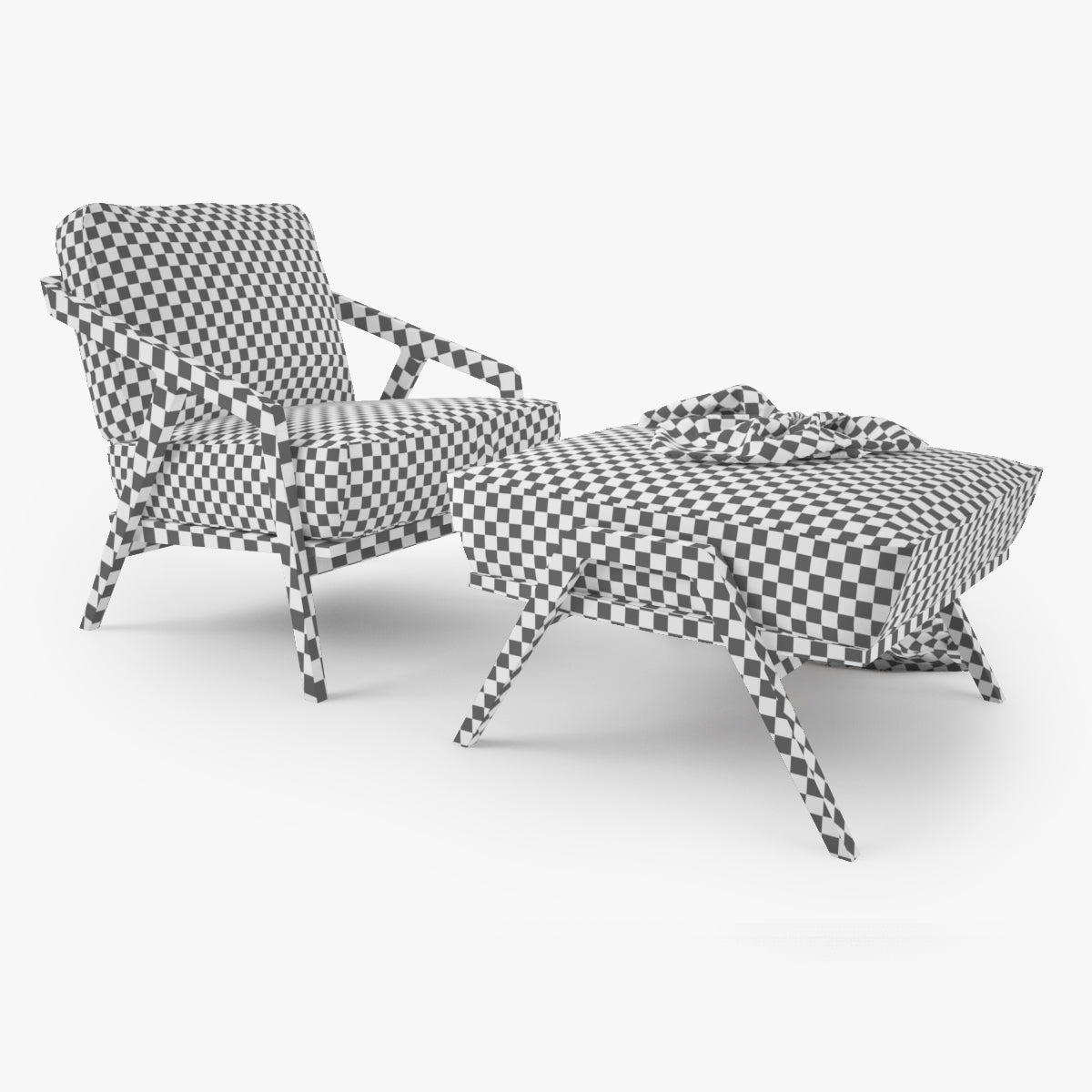 Dare Studio Katakana Lounge Chair and Ottoman 3D Model