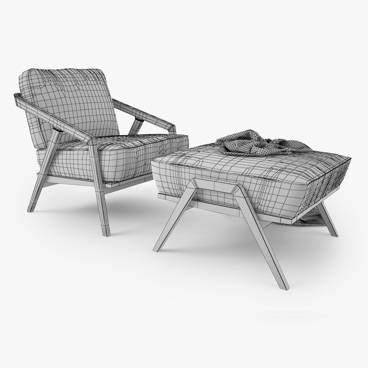 Dare Studio Katakana Lounge Chair and Ottoman 3D Model