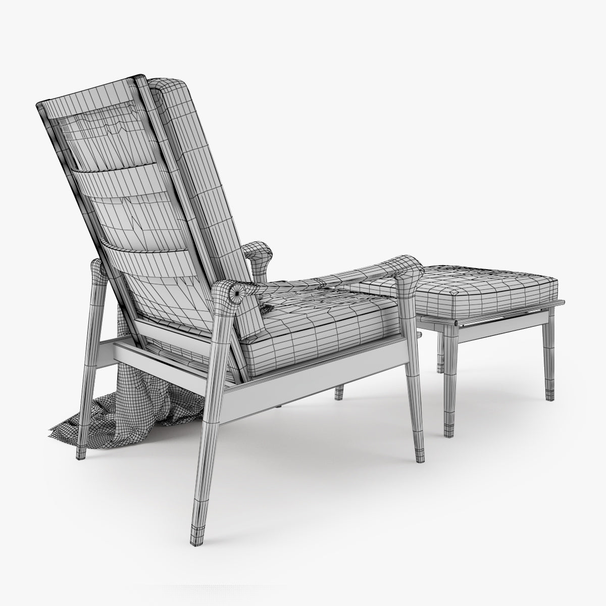 Giorgetti Denny Armchair and Stool 3D Model