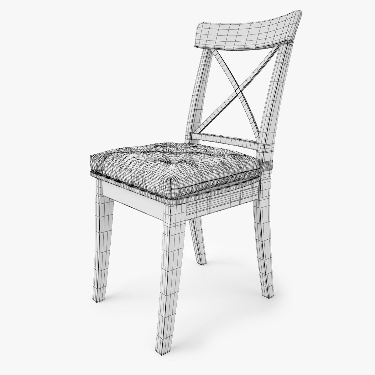 IKEA Ingolf Chair and Malinda Cushion 3D Model FaceQuad