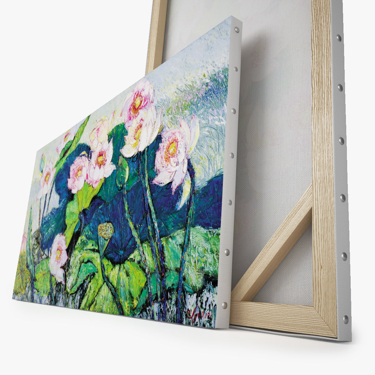 Lotus pond in spring Oil on Canvas 3D Model