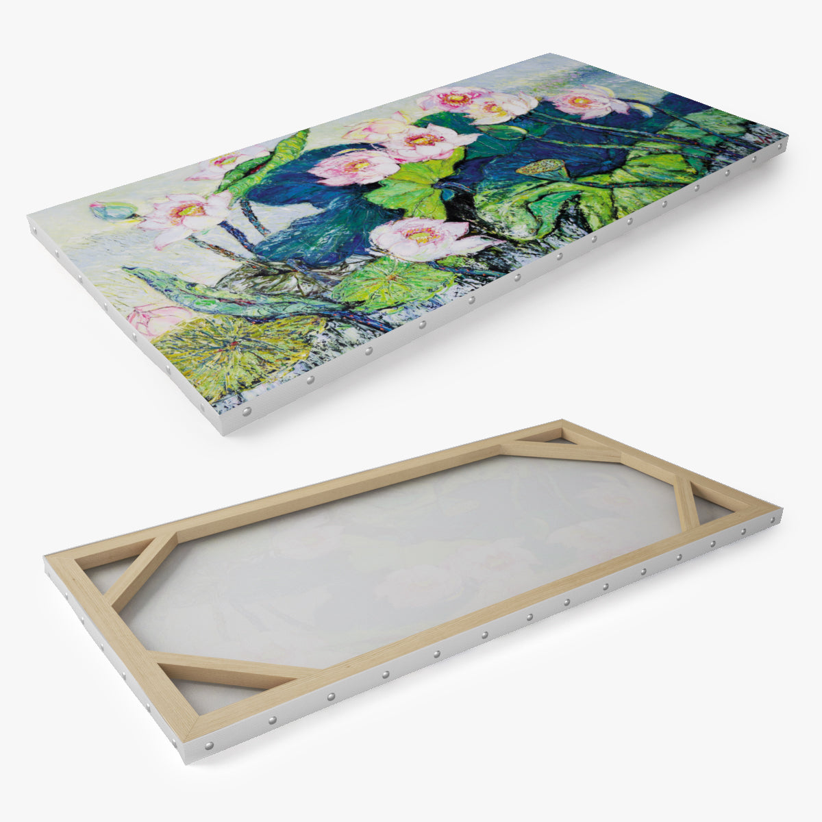 Lotus pond in spring Oil on Canvas 3D Model