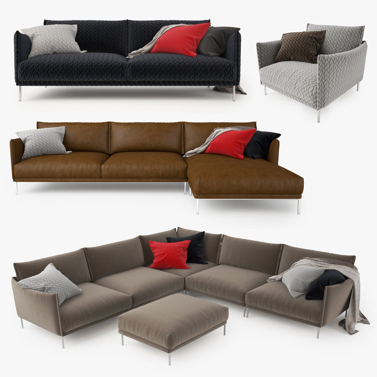 Moroso Gentry Sofa Collection 3D Model