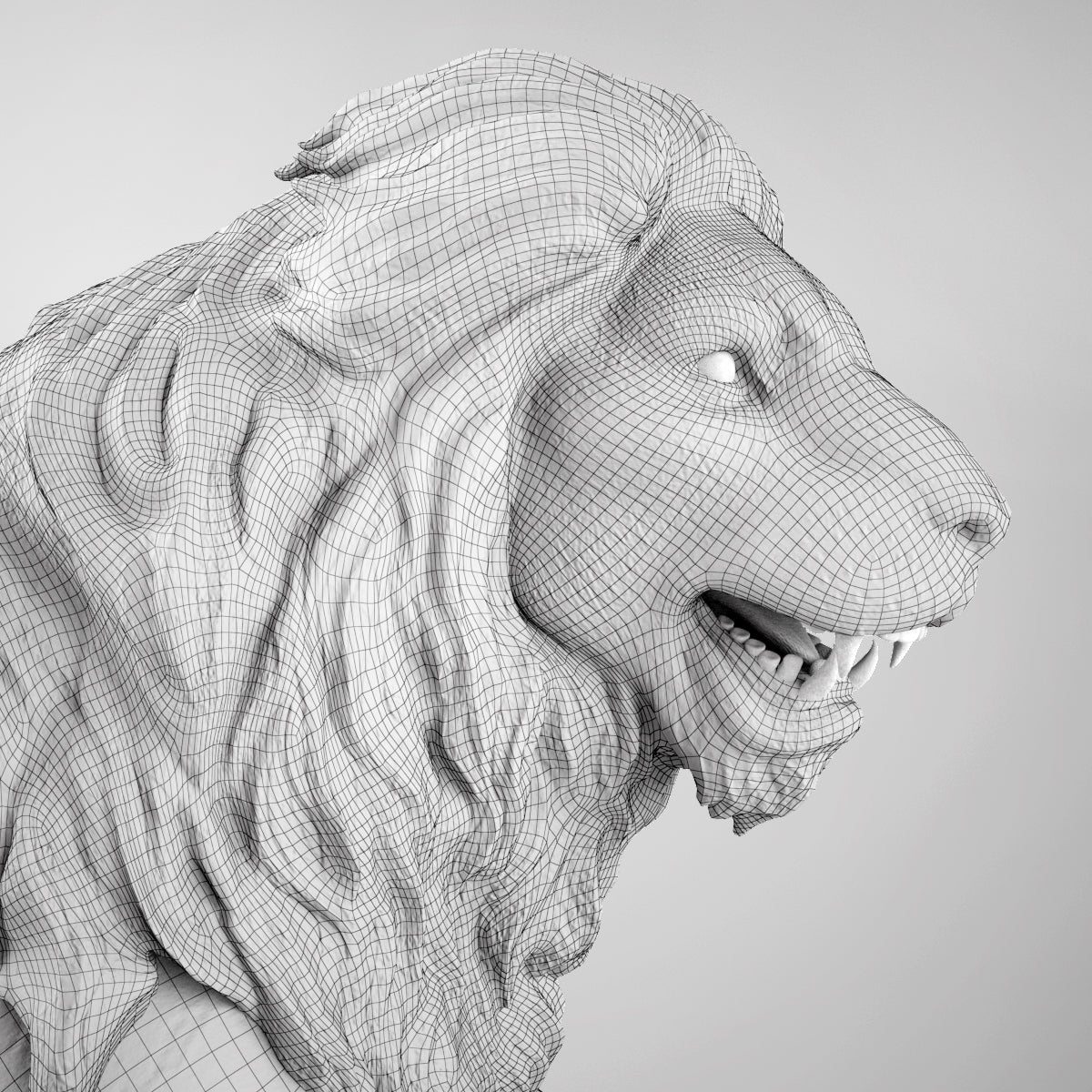 Stone Lion Sculpture 3D Model